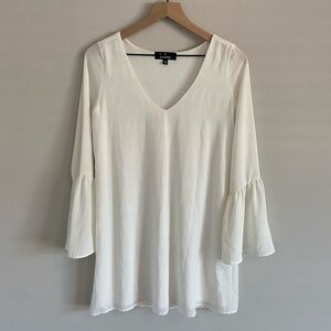Lulus Flounce Sleeve White Mini Dress Size XS